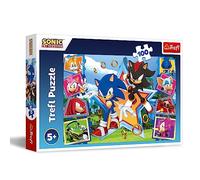 Trefl - Sonic The Hedgehog, Conoce a Sonic - Puzle de 100 Piezas - Puzle de Colores con los Personajes del Videojuego Sonic, Entretenimiento Creativo, Juego para niños a Partir de 5 años