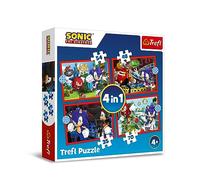 Trefl - Sonic The Hedgehog, Las Aventuras de Sonic - Puzle 4en1, 4 Rompecabezas, de 35 a 70 Piezas - Puzle de Colores con los Personajes del Videojuego Sonic