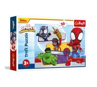 Trefl - Spiderman, Brave Spider-Man - Puzzle de 30 Piezas - Puzzle Colorido con Personajes de Cuentos de Hadas, Entretenimiento Creativo, para niños a Partir de 3 años