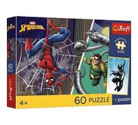 Trefl - Spiderman, Día de Superhéroe - Rompecabezas de 60 piezas - Rompecabezas de héroes coloridos de cuentos de hadas, póster único, entretenimiento creativo, diversión para niños a partir de 4 años