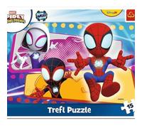 Trefl - Spidey and His Amazing Friends, Paquete de araña - Rompecabezas de Marco para niños pequeños, 15 Piezas Grandes, Marco y Almohadilla rígida, para niños a Partir de 3 años