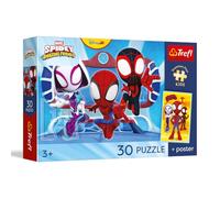 Trefl - Spidey and His Amazing Friends, Spidey en acción - Rompecabezas de 30 Piezas - con Personajes de la Serie de Dibujos Animados y un póster Coleccionable, para niños a Partir de 3 años