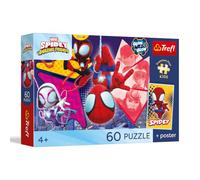 Trefl - Spidey y Sus increíbles Amigos, una Aventura increíble - Puzzle de 60 Piezas - Rompecabezas de héroes Coloridos de Cuentos de Hadas, póster Coleccionable, Entretenimiento Creativo, diversión