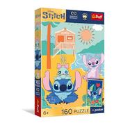 Trefl - Stitch on The Wave - 160 Piezas - Puzzle Colorido de héroes de Cuento de Hadas, conéctate contigo, póster único Incluido, Entretenimiento Creativo, diversión para niños a Partir de 6 años