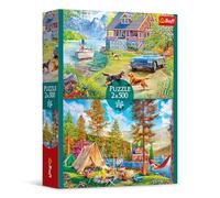 Trefl- Trébol - Puzzle 2en1: Relajación Estival - 2 x 500 Elementos - Conjunto de Dos Rompecabezas, DIY, Diversión Creativa para Adultos y Niños a Partir de 10 años, Multicolor (37497)