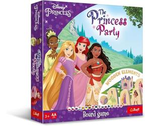 Trefl - The Princess Party, Disney Princess - Juego de Mesa Familiar, Figuras de Madera y Dados, trae a Las Princesas al Castillo, un Juego para los más jóvenes con Personajes de Cuentos de Hadas,