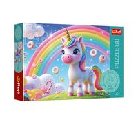 Trefl - The Treflik Family, Candy World - Puzzle de 60 Piezas - Puzzle Colorido con Unicornios, Entretenimiento y diversión para niños a Partir de 4 años