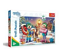 Trefl The Family, El Invierno con los Treflik 24 Maxi Piezas Grandes, Puzle navideño con los Personajes de la Serie Infantil, Entretenimiento Creativo, Juego para niños a Partir de 3 años, Multicolor