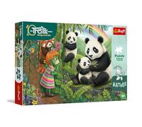 Trefl - The Treflik Family, Inspired by Nature, Pandas - 100 Piezas - Rompecabezas a Todo Color con Personajes de Cuentos de Hadas, Entretenimiento Creativo, diversión para niños a Partir de 5 años