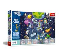 Trefl - Familia Treflik, Robobot en el espacio - Puzzle de 100 elementos - Rompecabezas de colores con héroes cuentos de hadas, colecciona todos de la colección, para niños a partir de 5 años