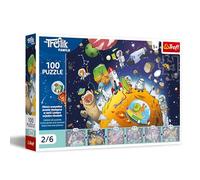 Trefl - Familia Treflik, Treflik en el espacio - Puzzle de 100 elementos - Rompecabezas de colores con héroes cuentos de hadas, colecciona todos de la colección, para niños a partir de 5 años