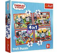 Trefl - Thomas & Friends, Den Udda Tom - Pussel 3in1, 3 Pussel, från 12 till 24 bitar - Pussel med Tom och Hans Vänner Sagofigurer, Olika Svårighetsgrader, för Barn från 3 år och uppåt
