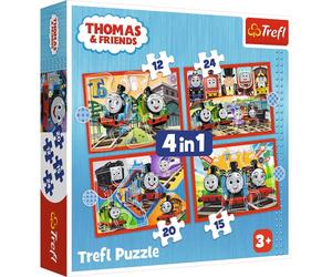 Trefl - Thomas & Friends, El Poco Convencional Tom - Puzzle 3en1, 3 Puzzles, de 12 a 24 Piezas - Puzzles con los Personajes de Cuento de Tom y Sus Amigos, para Niños a Partir de 3 años