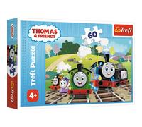 Trefl - Thomas & Friends, Tom på Resa - Pussel i 60 Bitar - Färgglada Pussel med Tom & Friends Sagofigurer, Tåg, Kreativ Underhållning, Kul för Barn från 4 år och uppåt