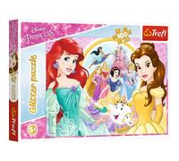 Trefl TR14819 - Juego de 100 Piezas con Purpurina, Recuerdos de Belle y Ariel, Princesas Disney para niños a Partir de 5 años, Rompecabezas de Colores