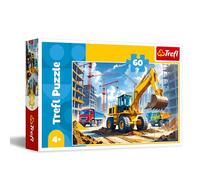 Trefl - Tractor Excavadora Mixta - Puzle de 60 Piezas - Puzle de Colores con vehículos, Entretenimiento Creativo, Juego para niños a Partir de 4 años