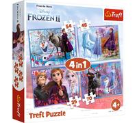 Trefl-Un Viaje al Desconocido de Disney Frozen 2 35 a 70 Piezas, 4 Conjuntos, para niños a Partir de 4 años Puzzle, Talla única, Color, Eine Reise ins Unbekannte