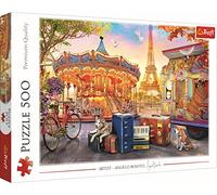 Trefl - Vacaciones en París - Puzzle 500 Piezas - Parque de Atracciones, Perros, Francia, Moderno Rompecabezas DIY, Diversión, Rompecabezas Clásicos para Adultos y Niños a Partir de 10 Años