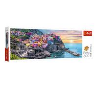 Trefl - Vernazza Al Atardecer, Italia - Puzzle Panorámico 500 Elementos - Viajes, Paisajes de Vacaciones, Puzzle DIY, Entretenimiento Creativo, Puzzles para Adultos y Niños a Partir de 10 Años