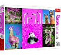 Trefl-Verrückte Tiere 1000 Piezas, Neón, Adultos y niños a Partir de 12 años Puzzle, Color Animales Locos