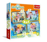 Trefl - Zootopia 2, Zootopia Llena de Aventuras - 4 Puzzles, de 35 a 70 Piezas - Varios Niveles de dificultad, Coloridos con Personajes de Cuentos de Hadas, diversión para niños a Partir de 4 años.