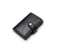 TREGOO Carteras Hombre Aldaba PU Cartera de Cuero Titular de Tarjeta Casual Protector Smart Wallet Tarjeta de Aluminio Caja Delgada Hombres Mujeres Monedero (Color : Schwarz)