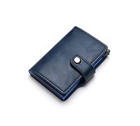 TREGOO Carteras Hombre Aldaba PU Cartera de Cuero Titular de Tarjeta Casual Protector Smart Wallet Tarjeta de Aluminio Caja Delgada Hombres Mujeres Monedero (Color : Blue)