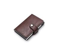 TREGOO Carteras Hombre Aldaba PU Cartera de Cuero Titular de Tarjeta Casual Protector Smart Wallet Tarjeta de Aluminio Caja Delgada Hombres Mujeres Monedero (Color : Bruin)