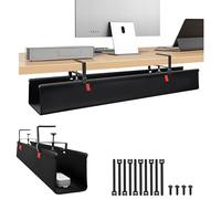Treibo Canaleta para cables de escritorio sin taladrar, gestión de cables de 122 cm debajo del escritorio, doble tela Oxford 600D, organizador de cables, montaje con abrazaderas/tornillos, bandeja