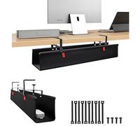 Treibo Canaleta para cables de escritorio sin taladrar, gestión de cables de 70 cm debajo del escritorio, doble tela Oxford 600D, organizador de cables, montaje con abrazaderas/tornillos, bandeja para