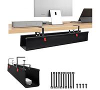 Treibo Canaleta para cables escritorio sin taladrar, gestión de 92 cables debajo del escritorio, doble tela Oxford 600D, organizador de cables, montaje con abrazaderas/tornillos, bandeja para cables