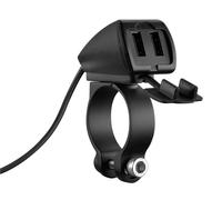 Lampa Cargador Doble USM para Moto/Scooter – Resistente al agua, 3 fijaciones, 5400 mA 12V – Negro