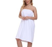 Trek Forte Albornoz de baño para mujer, toalla para el cuerpo, suave con cierre ajustable, Color blanco., Talla única