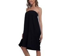 Trek Forte Albornoz de baño para mujer, toalla para el cuerpo, suave con cierre ajustable, Negro , Talla única