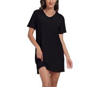 Trek Forte Camisas de noche para mujer, vestido de noche de manga corta, pijamas de verano cómodos y suaves, camisa de noche cómoda, Negro , XL