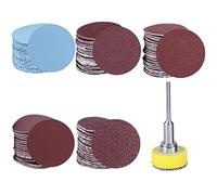 Treki 100pcs Discos de Lija de Almohadillas 25 mm Papel de Lija Grano 100/180/ 240/400/ 1500/3000 con Almohadilla de Pulido Abrasivo + Herramienta Rotativa de Vástago de 1/8 Pulgadas