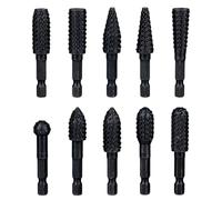 Treki Juego de 10 raspadores de madera con mango hexagonal de 6,35 mm para taladro, raspador de perfil para fresadora de madera, fresa de madera para taladro, para tallar grabado