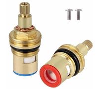 Treki - Juego de 2 cabezales de discos de cerámica de 1/2 pulgadas universales de repuesto para grifo de latón con tornillos, cartuchos de cabeza de grifo de discos, válvulas de repuesto de latón para
