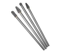 Treki Juego de 4 piezas de corte largo doble fresas giratorias de carburo de tungsteno de varilla de 6 mm (1/4 ") para metal grabado en madera pulido de cristal, joyería de cerámica