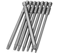 Treki Puntas Torx de Seguridad Largas 8 Piezas 100mm Puntas Torx Seguridad con Magnético 1/4 de Vástago Hexagonal Puntas de Tornillos Torx T8,T10,T15,T20,T25,T27,T30,T40