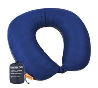 TREKOLOGY Almohada de Viaje Inflable para el Cuello - Almohada Ergonómica Compacta con Funda Lavable para Avión, Viajes por Carretera y Vuelos Largos (Azul)