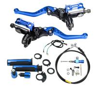 Trekords Kit universal embrague hidráulico motocicleta palancas freno depósito cilindro maestro manguera agarre motocross Palancas moto(Blue)