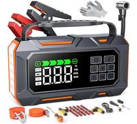 TREKURE 14 en 1 8000A Arrancador de Baterias de Coche, 160 PSI Arrancador de Coches con Compresor de Aire, Nuevo Kits de Emergencia con Luces Multimodo y Guantes Aislantes(para All Gas o 12L Diesel)