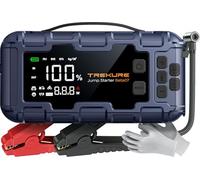 TREKURE Arrancador de Baterias de Coche 6000A, PD 45W Arrancador de Coches con Compresor de Aire de 160 PSI (para All Gas o 12L Diesel), Arrancador con Pantalla Grande LCD y Guantes Aislantes