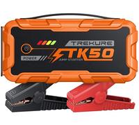 TREKURE Arrancador de Baterias de Coche 9000A (12L Diésel y Todo Gasolina), Arrancador de Coches Portátil con 18W Carga Rápida, 12V Jump Starter con Pinzas Reforzadas y 800 LM Linterna LED