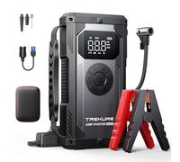 TREKURE Power bank arrancador de coche con compresor de aire, 150 PSI 5500A corriente pico, power bank arrancador para toda gasolina y motor diésel de 10,0L, arrancador con LED, salida DC y USB dual