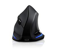 TRELC Ratón Ergonómico, 2.4 G Inalámbrico Vertical Óptico con Sensibilidad Ajustable (1000/1600/2400 DPI), 6 Botones para PC, computadora de escritorio, portátil, portátil (Negro)