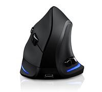 TRELC Ratón inalámbrico Tri-Mode (BT 5.0/3.0+2.4GHz), mouse vertical ergonómico con 3 DPI ajustables, mouse óptico inalámbrico recargable para 3 dispositivos, 7 botones para PC, escritorio, laptop,
