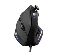 TRELC Ratón para Juegos con balancín 5D, Mouse ergonómico con 10000 DPI/11 Botones programables, Mouse Vertical RGB para Juegos con Cable para PC/portátil/Deportes electrónicos/Jugadores (Negro)