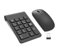 TRELC Teclado numérico inalámbrico, mini 2.4G, 18 teclas, teclado numérico portátil silencioso de contabilidad financiera, extensiones de teclado numérico con mouse inalámbrico para laptop, PC,